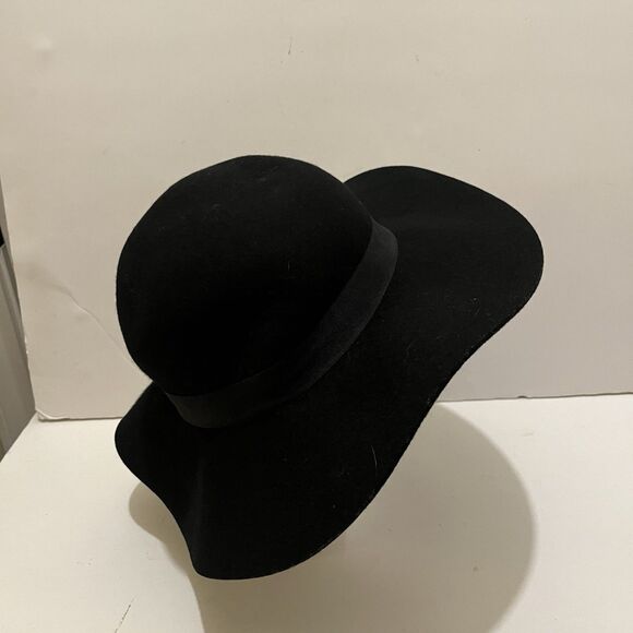 Forever 21 100% Wool Black Wide Brim Hat Floppy Womens Size S/M - Picture 5 of 8